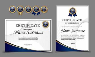 modelo de certificado de agradecimento, certificado de realização, modelo de diploma de prêmios vetor