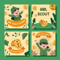 conjunto de postagem de mídia social de biscoitos de escoteira vetor