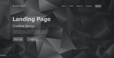 página inicial modelo geométrico preto página de destino página de negócios conceito de design de página de destino do site digital - vetor