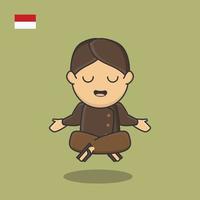 dia da pancasila dia da independência agosto bandeira desenhos animados indonésia vetor