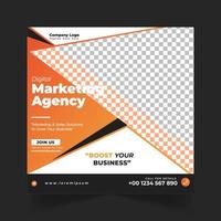 agência de marketing digital design de modelo de postagem de mídia social, combinação de cores laranja e amarela vetor