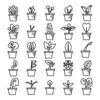 ícones de vasos de plantas vetor