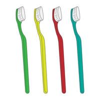 conjunto de escova de dentes com cor diferente, isolado no fundo branco vetor