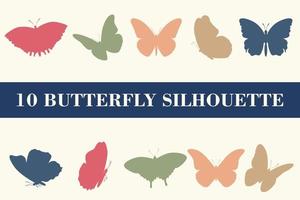 silhuetas de borboletas. fotos pretas de borboletas engraçadas. silhueta negra de borboleta de inseto, lindo animal alado, ilustração vetorial
