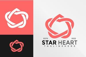 modelo de ilustração vetorial de design de logotipo de coração estrela vetor