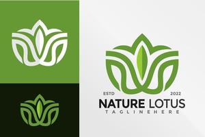 modelo de ilustração vetorial de design de logotipo de lótus verde natureza vetor