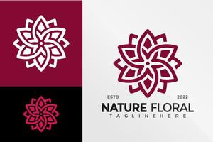 modelo de ilustração vetorial de design de logotipo floral de lótus de natureza vetor