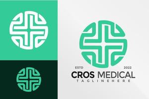 modelo de ilustração vetorial de design de logotipo de rotação médica cruzada vetor