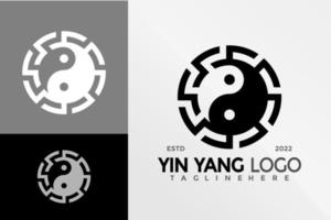 modelo de ilustração vetorial de design de logotipo criativo yin yang vetor