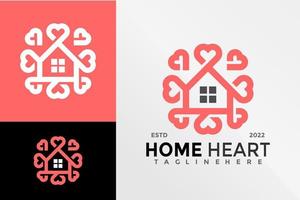 modelo de ilustração vetorial de design de logotipo de amor de coração em casa vetor