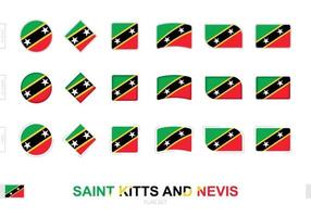 Conjunto de bandeiras de São Cristóvão e Nevis, bandeiras simples de São Cristóvão e Nevis com três efeitos diferentes. vetor