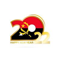 ano 2022 com padrão de bandeira de angola. feliz ano novo projeto. vetor