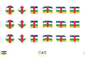 conjunto de bandeiras da república centro-africana, bandeiras simples da república centro-africana com três efeitos diferentes. vetor