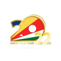 ano 2022 com padrão de bandeira de seychelles. feliz ano novo projeto. vetor