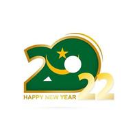 ano 2022 com padrão de bandeira da Mauritânia. feliz ano novo projeto. vetor