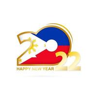 ano 2022 com padrão de bandeira filipinas. feliz ano novo projeto. vetor