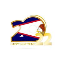 ano 2022 com padrão de bandeira da samoa americana. feliz ano novo projeto. vetor