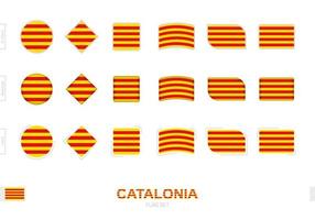 conjunto de bandeiras da catalunha, bandeiras simples da catalunha com três efeitos diferentes. vetor