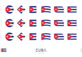 conjunto de bandeiras de cuba, bandeiras simples de cuba com três efeitos diferentes. vetor