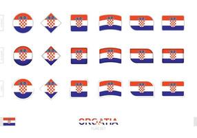 conjunto de bandeiras da croácia, bandeiras simples da croácia com três efeitos diferentes. vetor