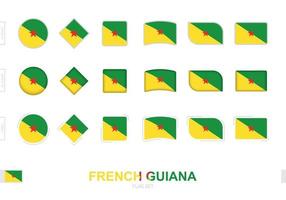 conjunto de bandeiras da guiana francesa, bandeiras simples da guiana francesa com três efeitos diferentes. vetor