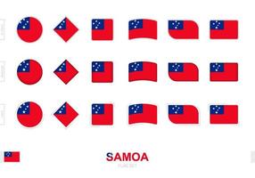 conjunto de bandeiras de samoa, bandeiras simples de samoa com três efeitos diferentes. vetor