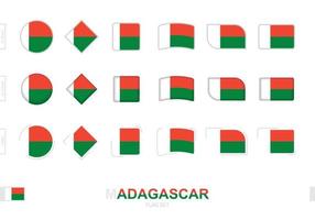 conjunto de bandeiras de madagascar, bandeiras simples de madagascar com três efeitos diferentes. vetor
