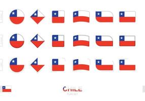 conjunto de bandeiras do chile, bandeiras simples do chile com três efeitos diferentes. vetor