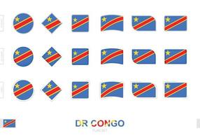 conjunto de bandeiras dr congo, bandeiras simples de dr congo com três efeitos diferentes. vetor