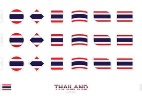 conjunto de bandeiras da tailândia, bandeiras simples da tailândia com três efeitos diferentes. vetor