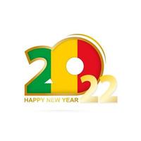 ano 2022 com padrão de bandeira do mali. feliz ano novo projeto. vetor