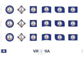 conjunto de bandeiras da Virgínia, bandeiras simples da Virgínia com três efeitos diferentes. vetor