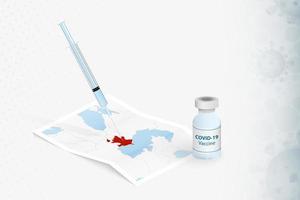 vacinação do azerbaijão, injeção com vacina covid-19 no mapa do azerbaijão. vetor