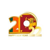 ano 2022 com padrão de bandeira do sri lanka. feliz ano novo projeto. vetor