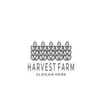 design de ilustração vetorial de logotipo de fazenda de colheita, arte de linha, linear vetor