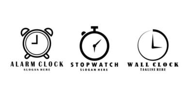 conjunto de design de ilustração vetorial de logotipo de relógio, vários lembretes de tempo, ícone, pacote de relógio vetor