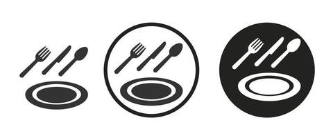 garfo faca colher ícone de prato. conjunto de ícones da web. ilustração vetorial vetor