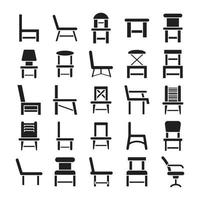 conjunto de ícones de cadeira vetor