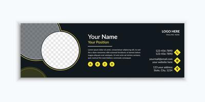 assinatura de e-mail preta moderna e profissional e modelo de rodapé de e-mail vetor