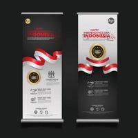 celebração do dia da independência da indonésia, enrole a ilustração de modelo de cenografia de banner vetor