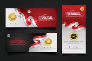 celebração do dia da independência da Indonésia, ilustração do modelo do vetor do conjunto de bandeiras