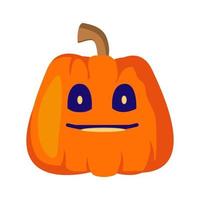 lanterna de abóbora laranja com um rosto alegre para o halloween. imagem isolada. sorriso e olhos maliciosos. personagem fofa para decoração festiva. ilustração vetorial, plana vetor