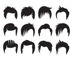 conjunto de ícones de penteado e peruca masculino vetor