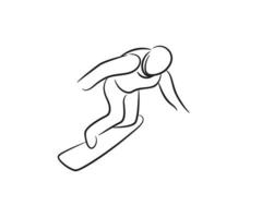 ilustração de linha de jogador de skate desenhada à mão vetor