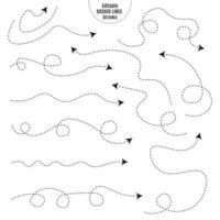 coleção de setas de linha tracejada vetor