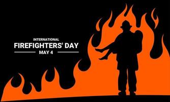 ilustração vetorial de silhueta de bombeiro, como um banner, pôster ou modelo para o dia internacional dos bombeiros.