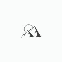 modelo de design de ícone de logotipo de montanha. ao ar livre, aventura, vetor plano em negrito