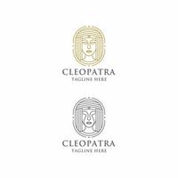 modelo de design de ícone de logotipo de arte de linha egípcia rainha cleópatra. luxo elegante, vetor moderno