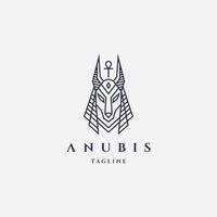 logotipo de anubis com modelo de design de estilo de linha vector hipster ilustração de rótulo vintage retrô