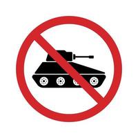 Panzer veículo força sinal de pare vermelho. proibição símbolo ícone silhueta tanque militar. símbolo do exército do tanque de perigo. ícone de arma de transporte de cuidado. sinal do exército proibido. ilustração vetorial isolado. vetor